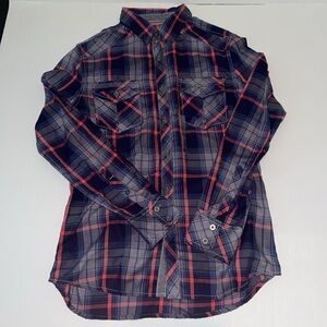 BKE Tailored Fit Plaid Button Up Shirt - Blue and Red Men’s Size Small
